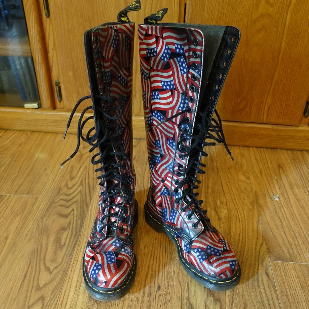 Vintage Dr Martens Tall US American Flag Tall Boots US6/UK4/EU37